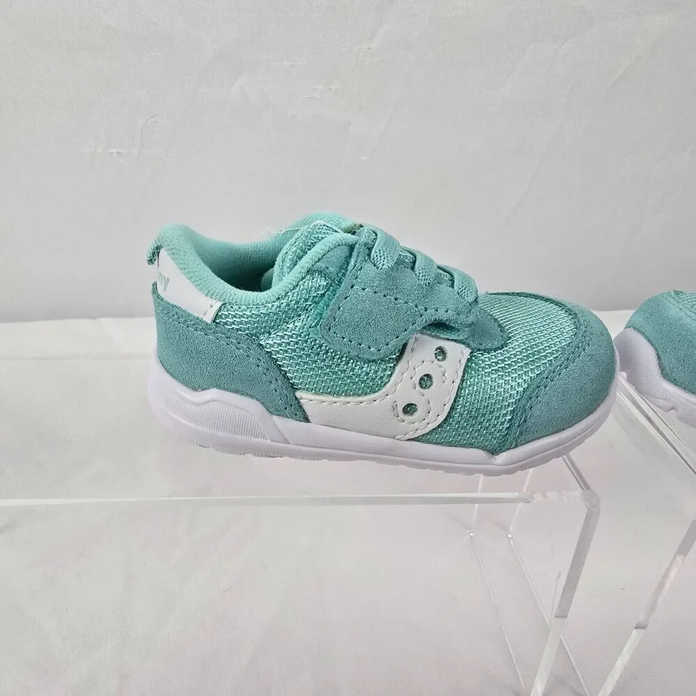 Saucony Girl's Sneakers Girl's 4 Wide Jazz Riff Turquoise White SL163016 NIB